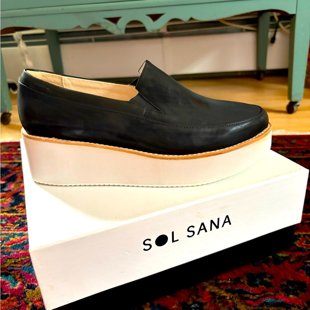 Sol Sana Black Tabbie Platform Loafer - NIB